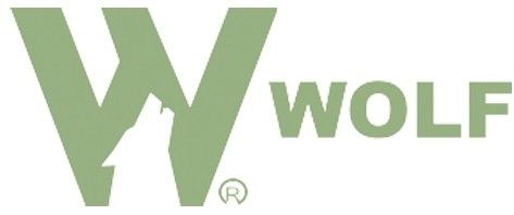 Green WOLF logo with a large stylized W and small wolf silhouette