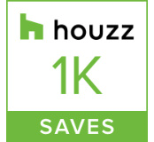 Houzz badge with green house icon,