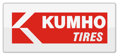 a red and white logo for kumho tires on a white background .