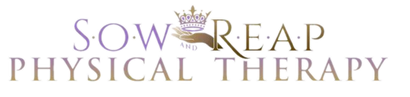 Logo for Sow Reap Physical Therapy, features crown, hands, and text.
