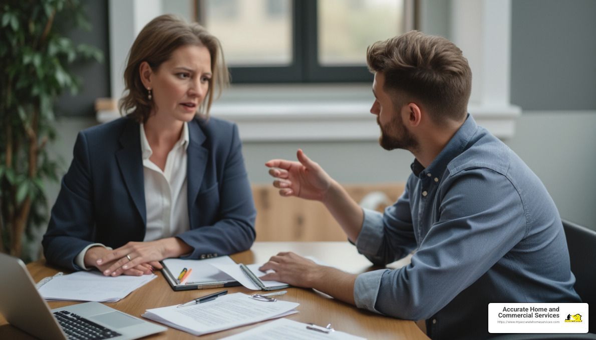 Man and woman discussing home inspection issues