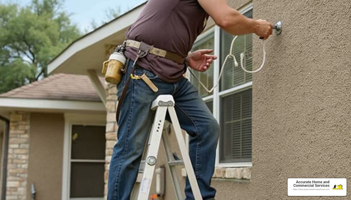Home inspector on a ladder