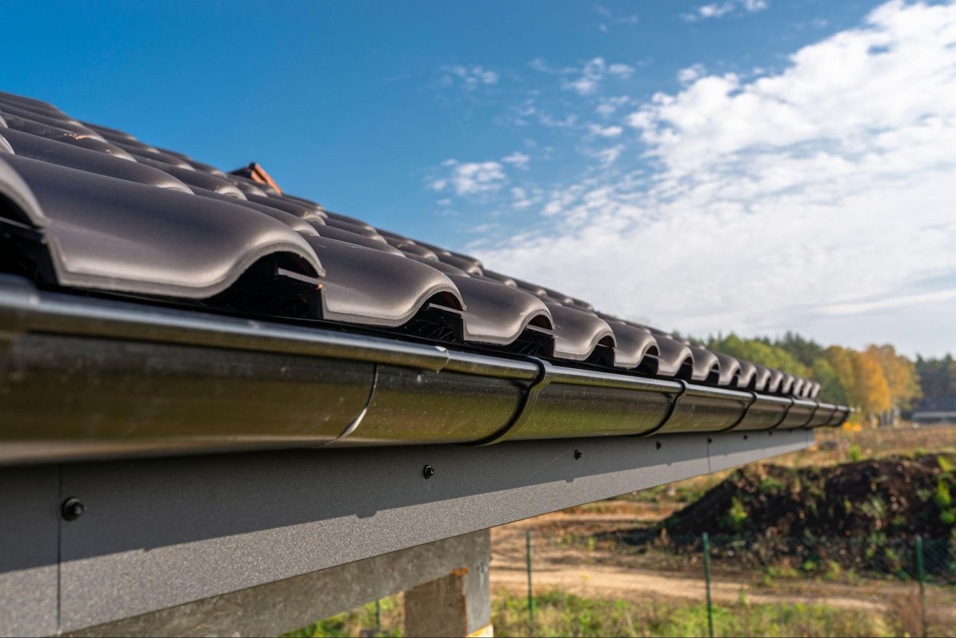 gutter of a roof