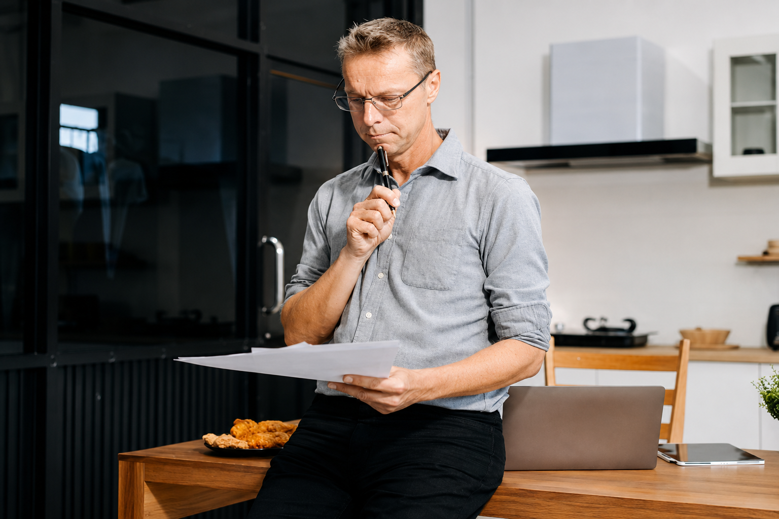 Homeowner reviewing inspection documents while choosing a qualified provider for an energy inspection Summerwood property owners can rely on.