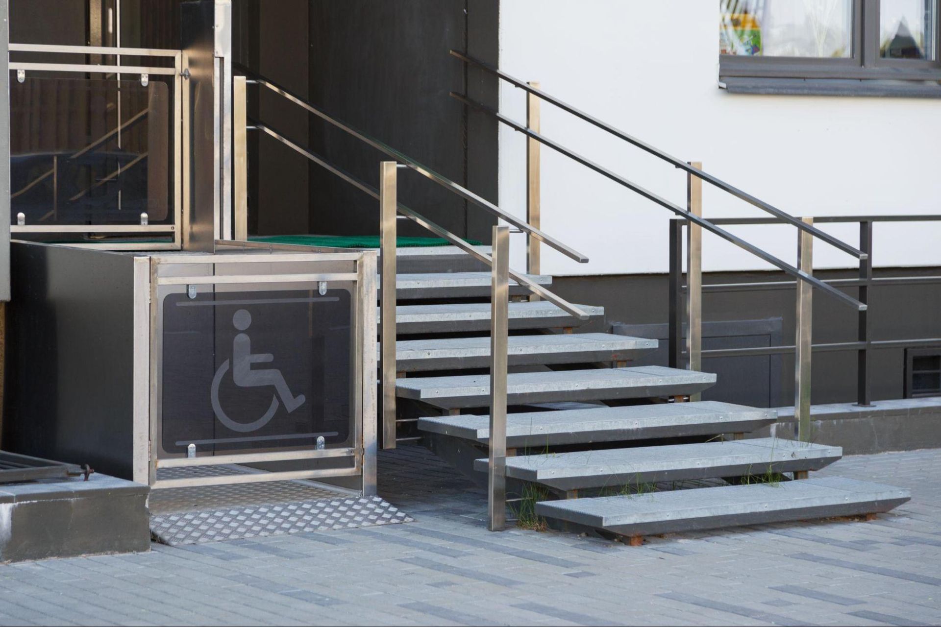 Accessible building entrance representing the results of a TAS/ADA inspection Huntsville