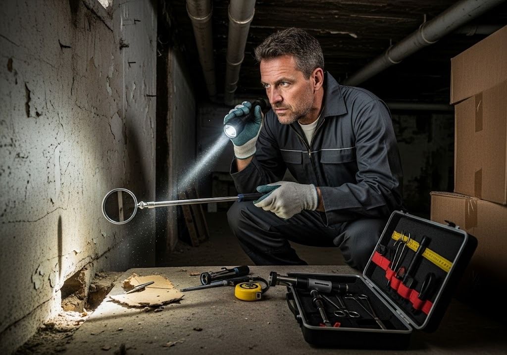 Man providing professional rodent control services
