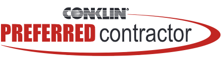 Conklin Preferred Contractor logo with red text on a red oval.