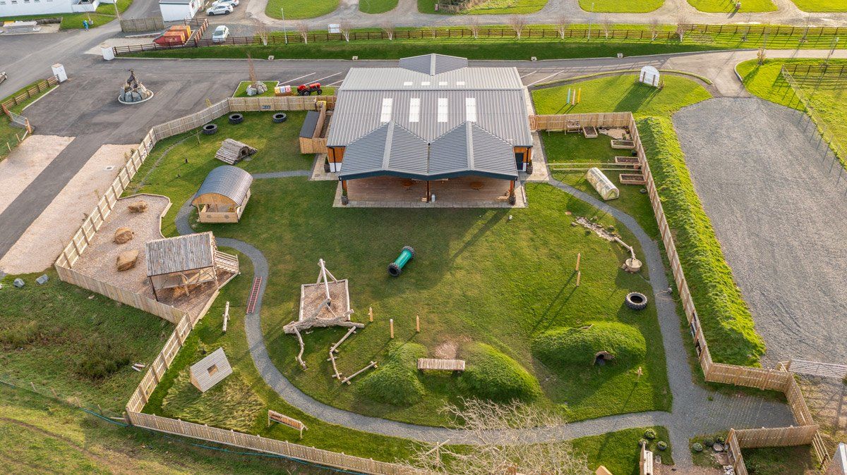 Fly over view  of Heads of Ayr Farm Park Nursery