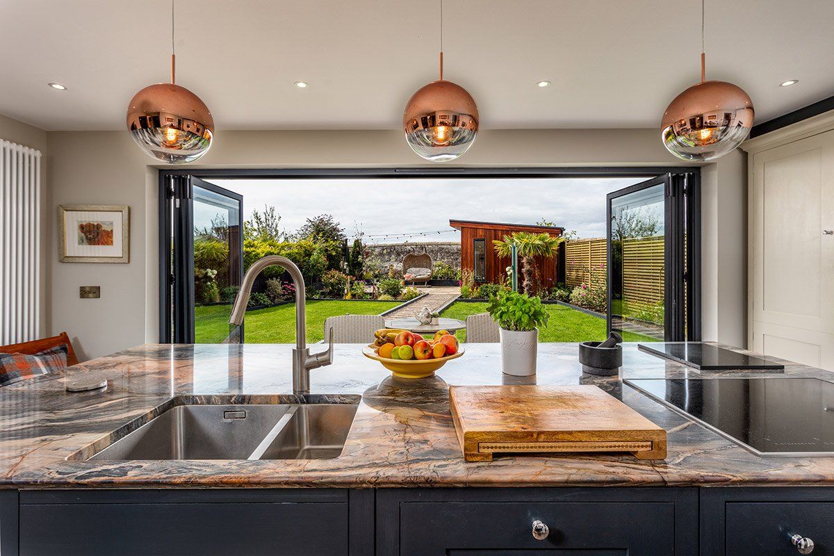 Looking out from the kitchen into the garden  at Abercrombie Drive, Ayr