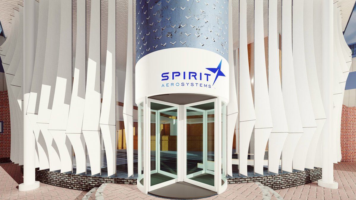 closeup front 3D technical view Spirit AeroSystems, Prestwick Airport