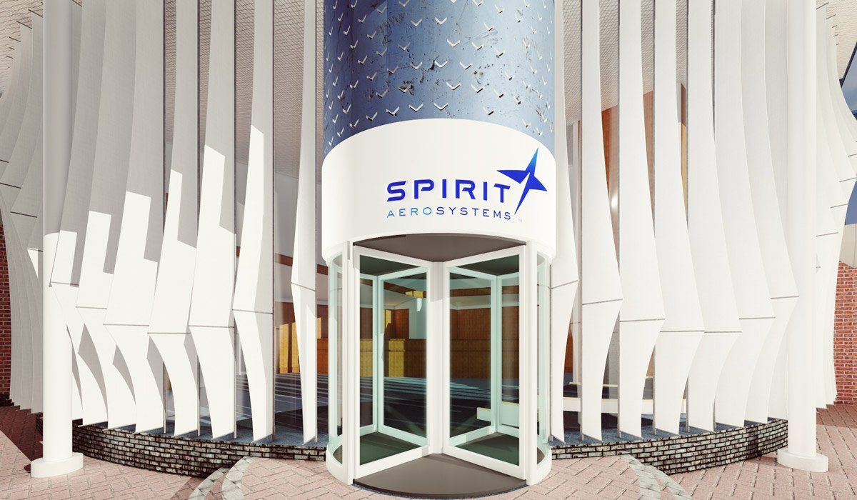 Front 3D technical view Spirit AeroSystems, Prestwick Airport