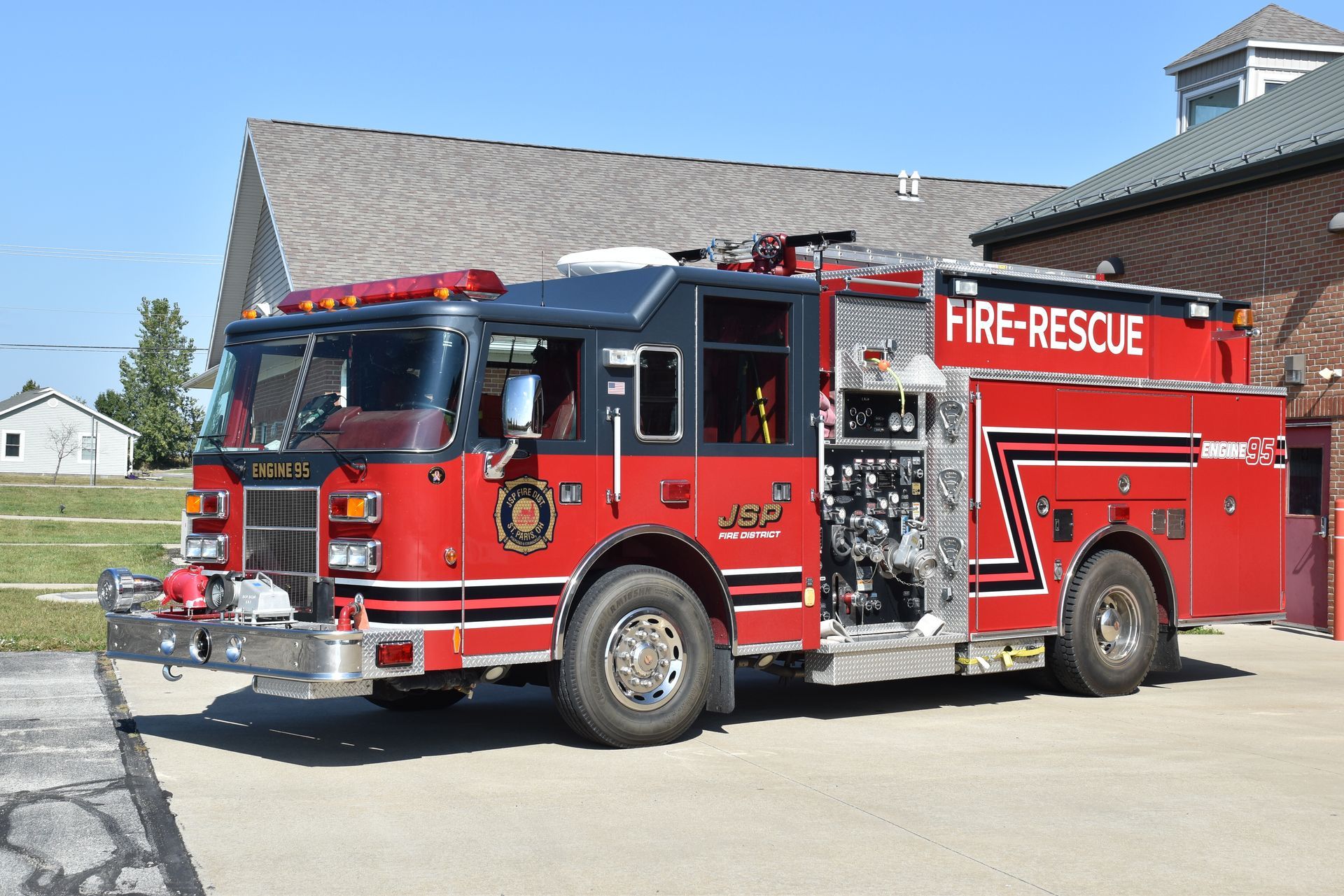 Red fire engine with 