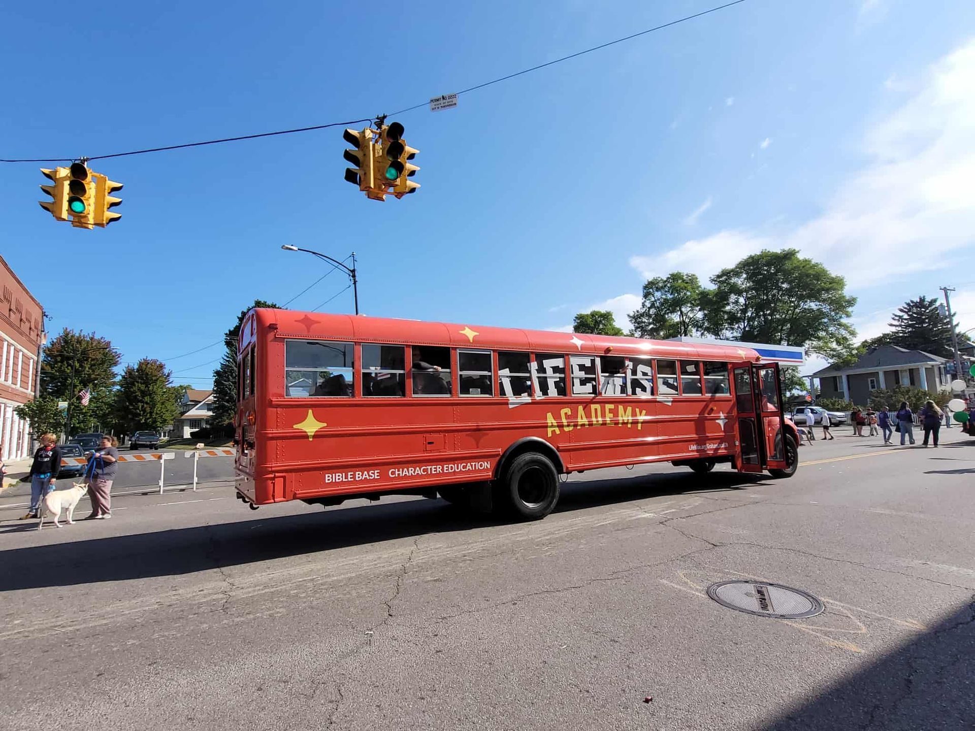 Red school bus with