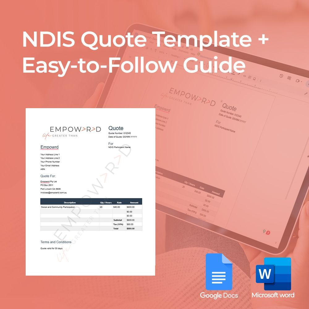 NDIS Quote Template with Easy to Follow Guide