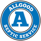 All Good Septic Service logo with blue ring and large blue “A” in the center