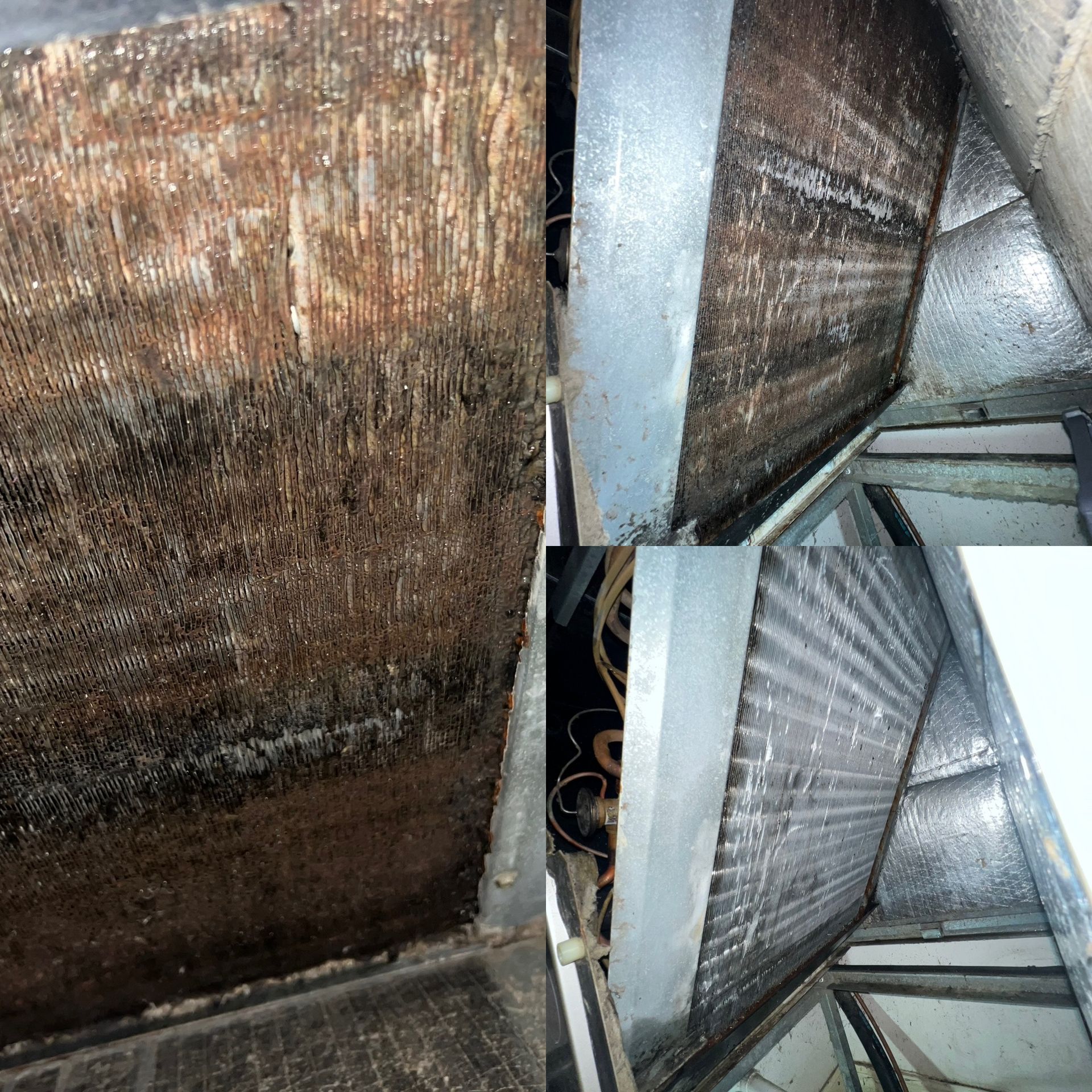 a collage of pictures showing the inside of an air conditioner