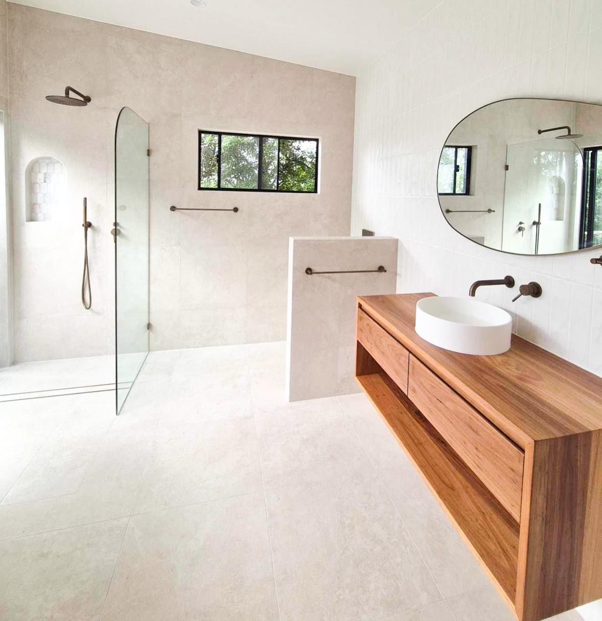 A Bathroom With A Sink And A Mirror — Reynolds Built In Moffat Beach, QLD