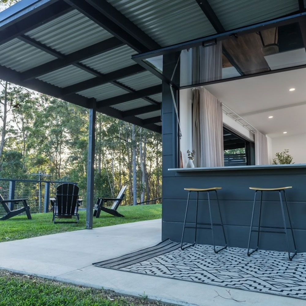 Modern Patio With Covered Bar Counter, Two Stools — Reynolds Built In Moffat Beach, QLD
