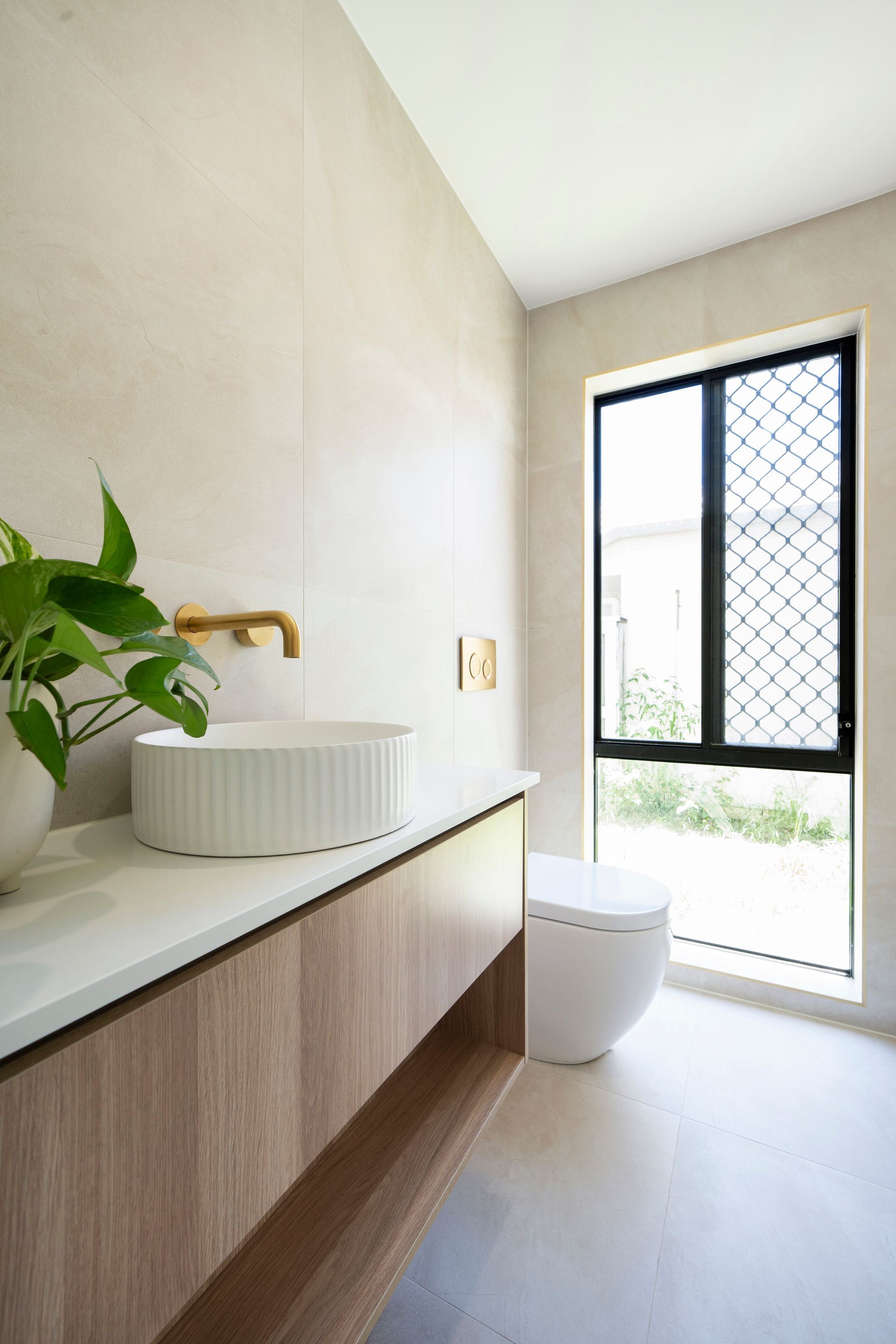 A Bathroom With A Sink A Mirror And A Walk In Shower — Reynolds Built In Sunshine Coast, QLD