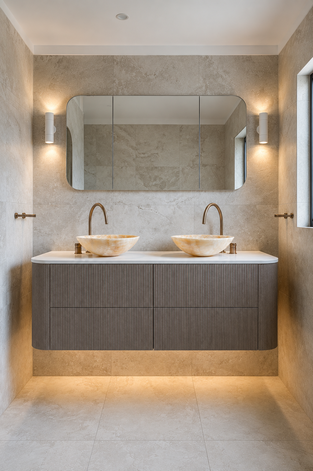 Modern Double-sink Bathroom Vanity — Reynolds Built In Moffat Beach, QLD