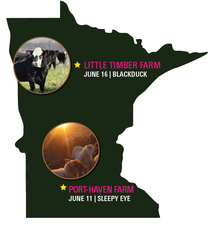 Map of GrazeHERs 2026 field day locations in Minnesota