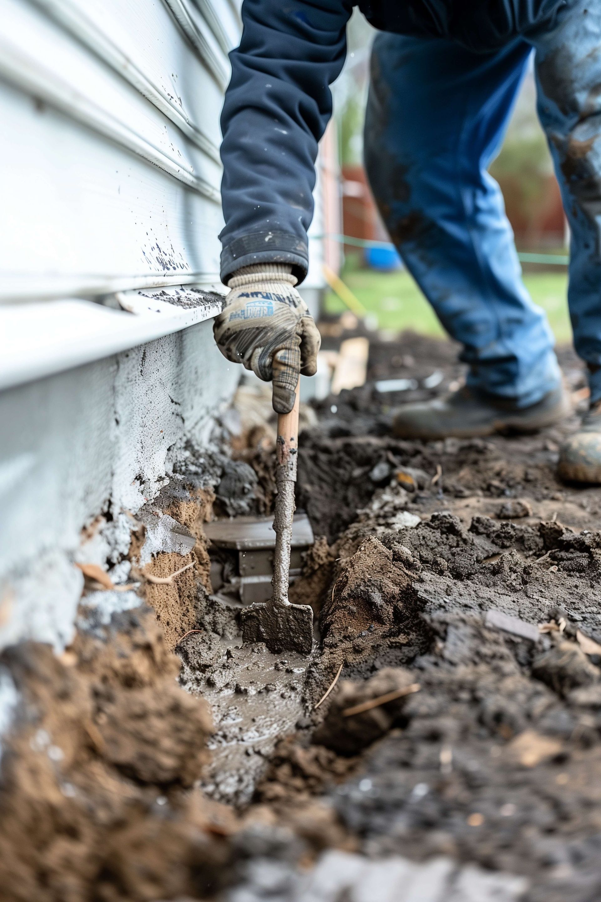 house foundation being inspected