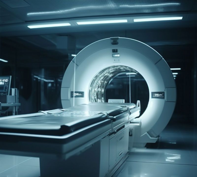 MRI scanner in a clinical suite, representing medical device machining.