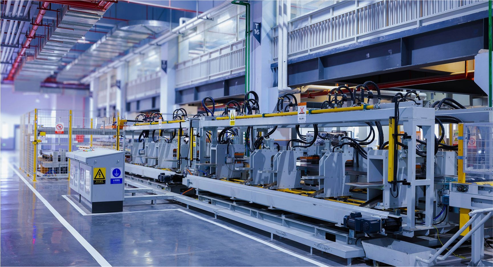 Automated production line inside a factory. 