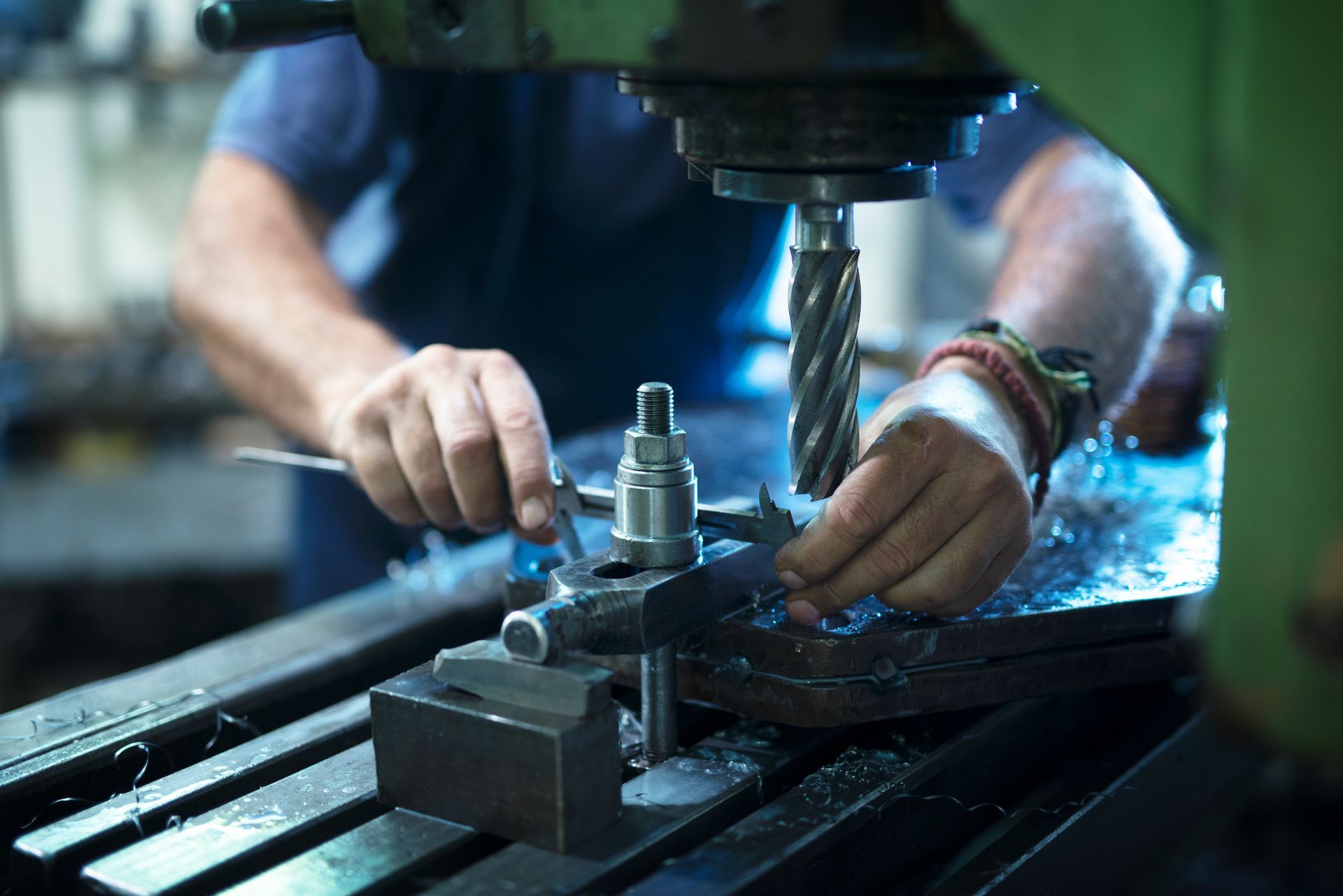 Machinist setting up a milling operation.