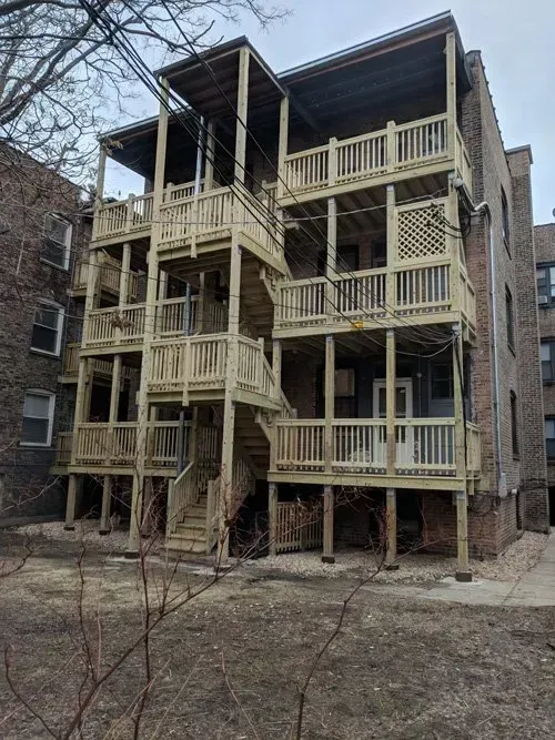 New porches on a brick home in Chicago, IL. New porches on a brick home in Chicago, IL.