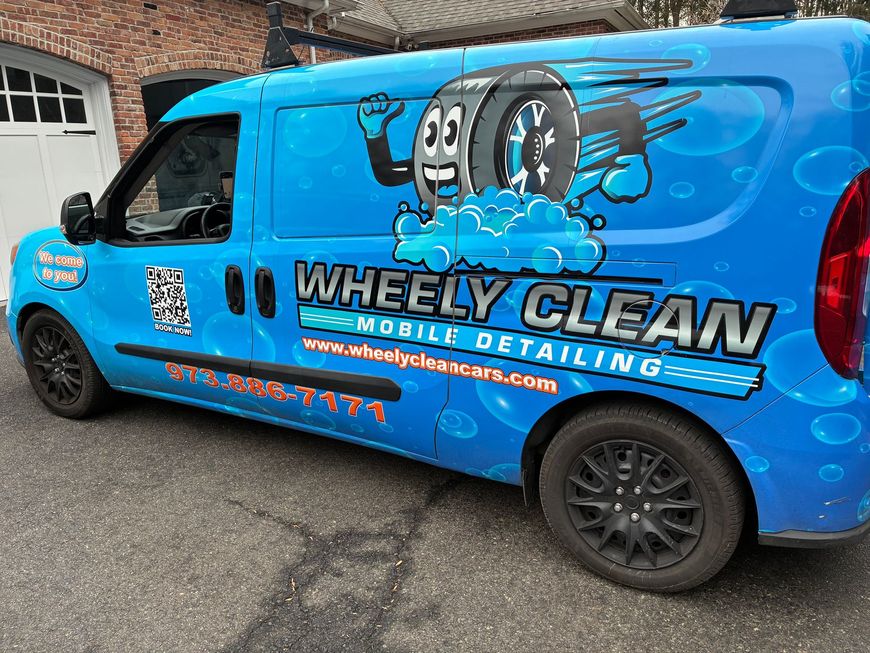 Blue van with