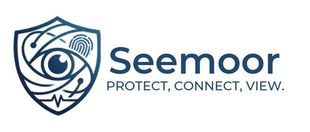 Blue eye-shaped logo with the word