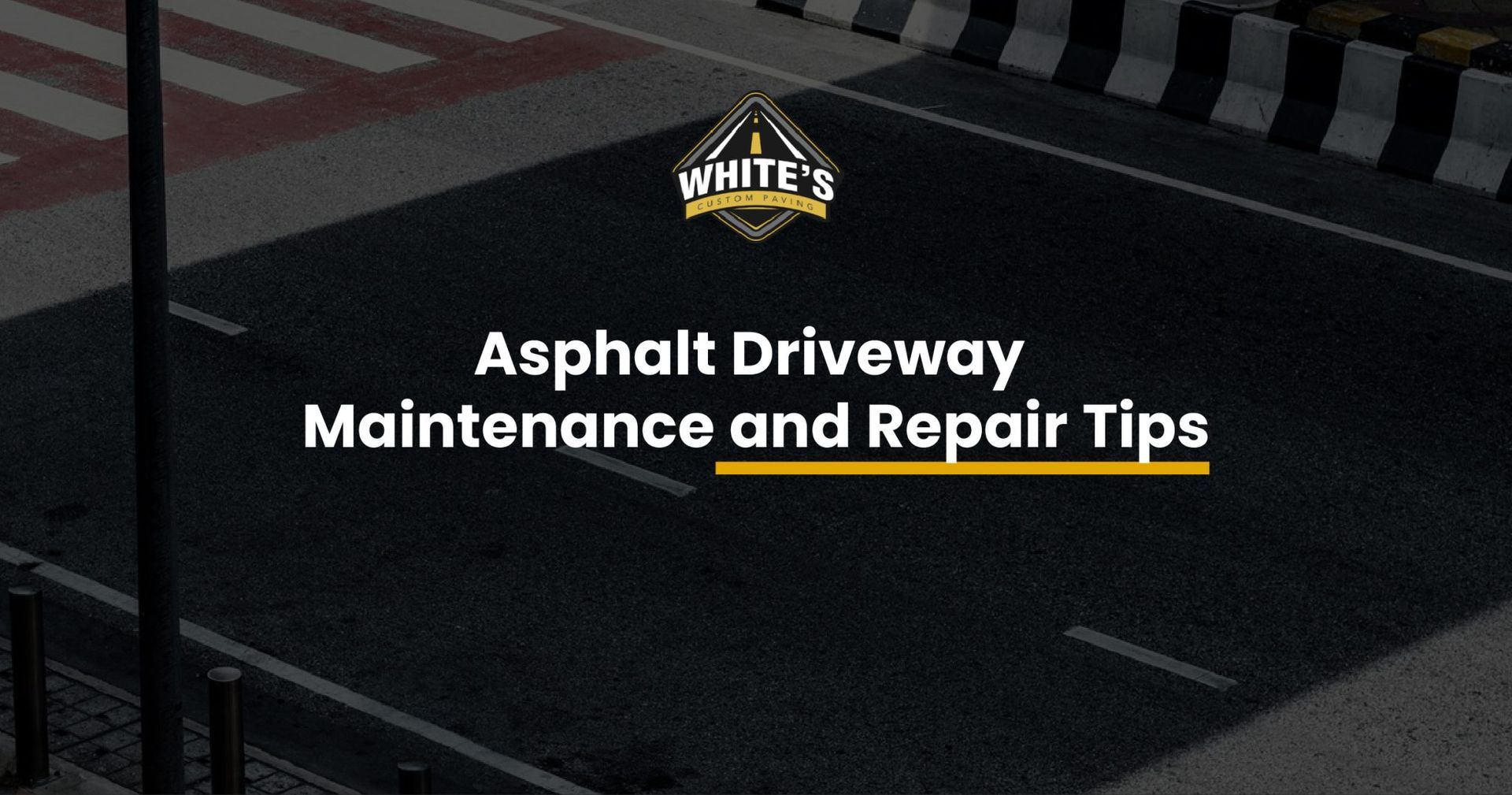 Asphalt driveway with text 