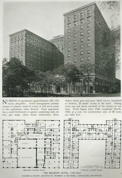 A black and white photo of a large apartment building