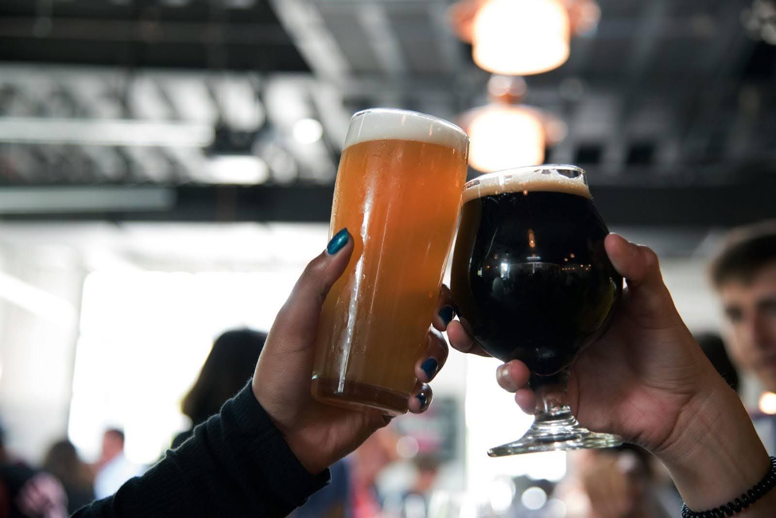 Beer clinking at brewery