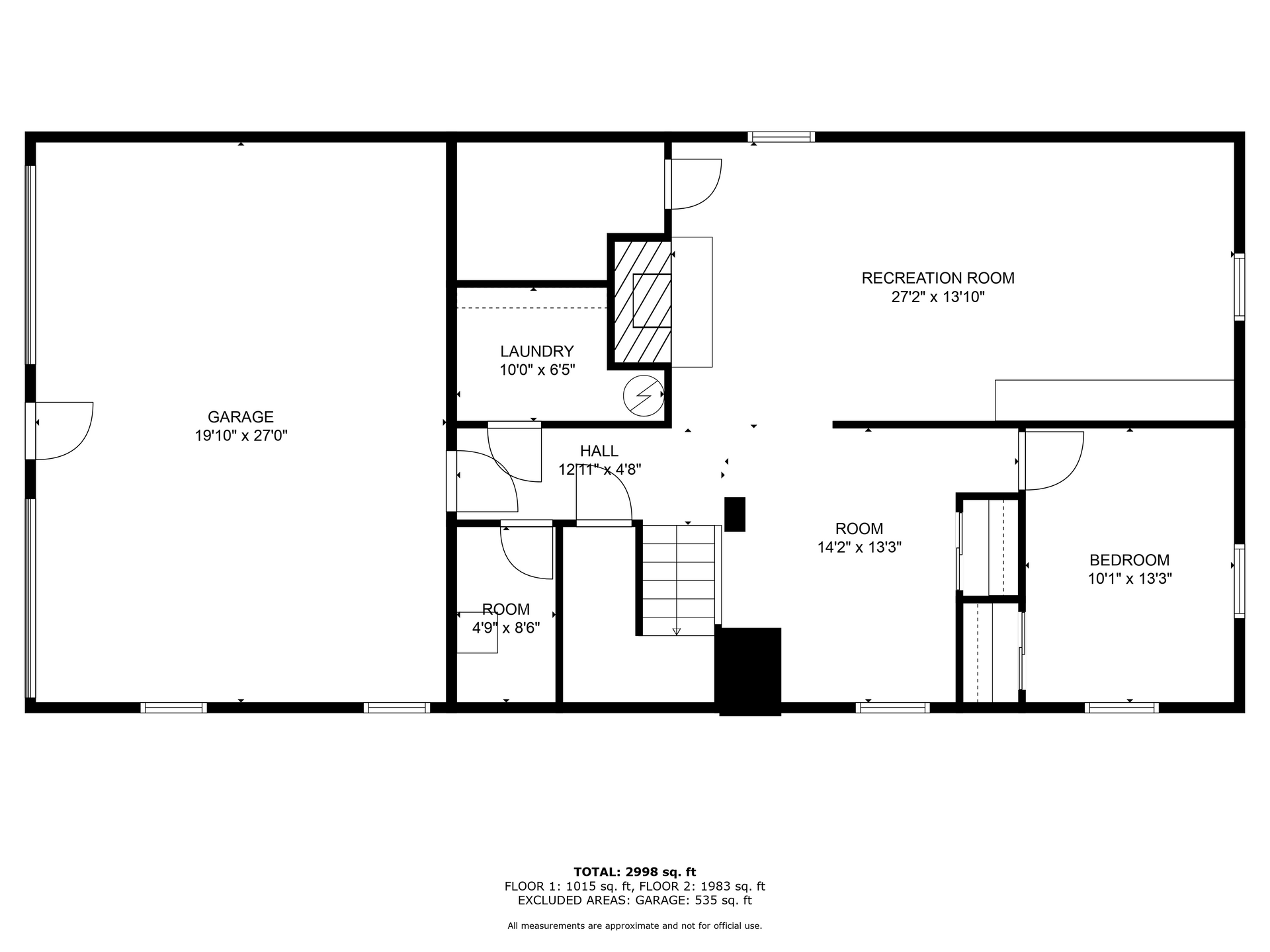 A black and white floor plan of a house on duck club road.