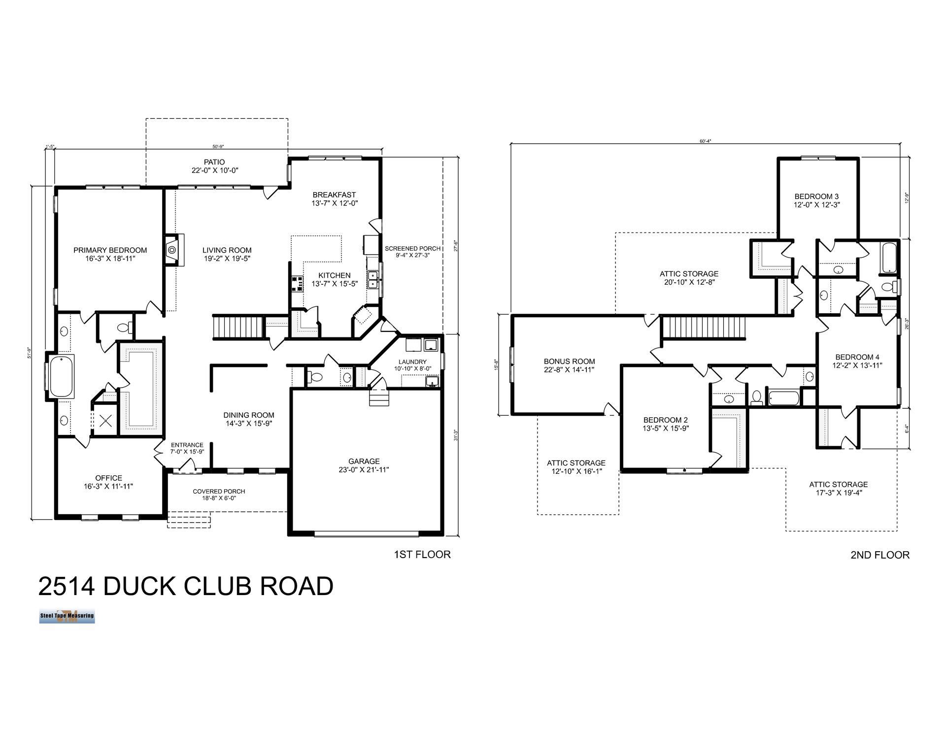 A black and white floor plan of a house on duck club road.