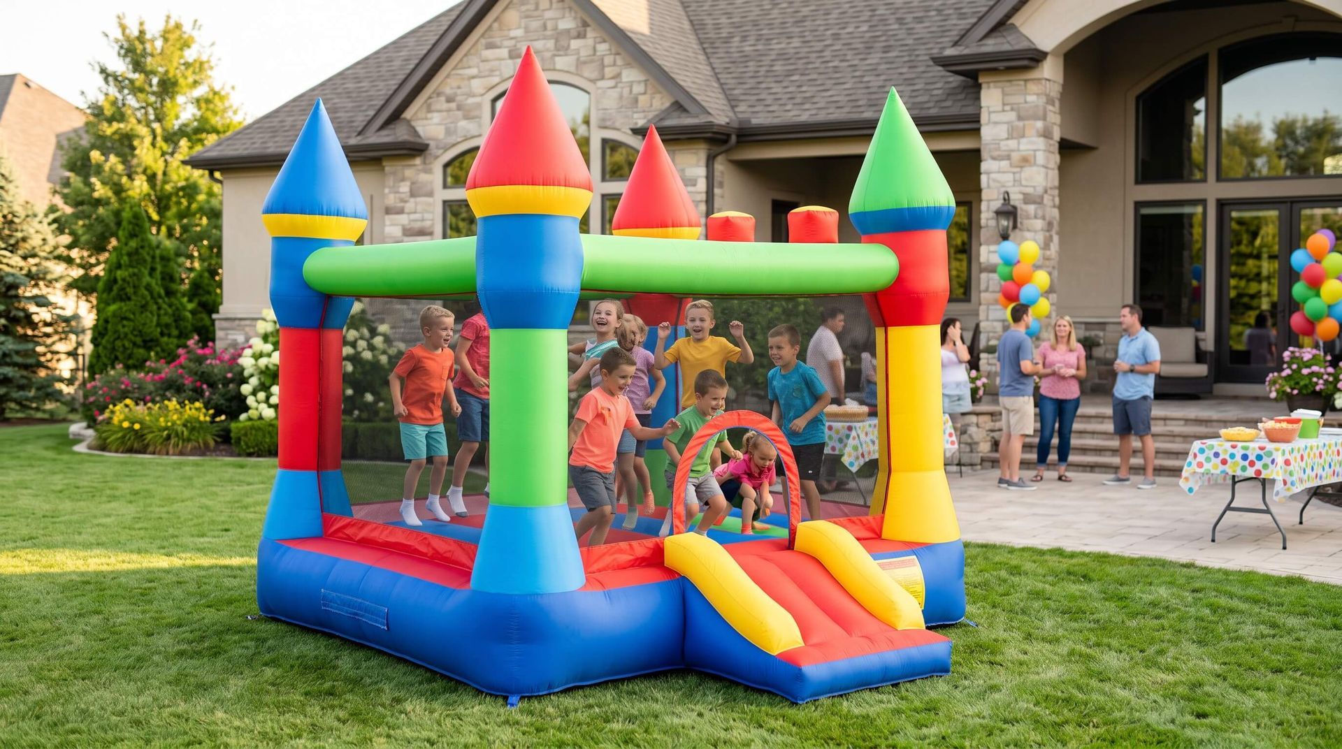 kids in a large rented bounce house