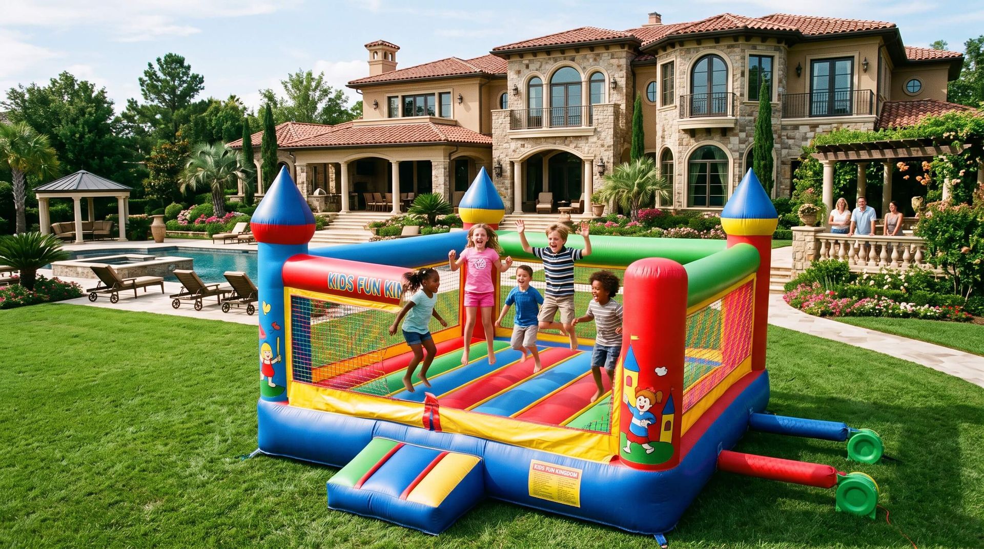 kids bouncing around in rented bounce house