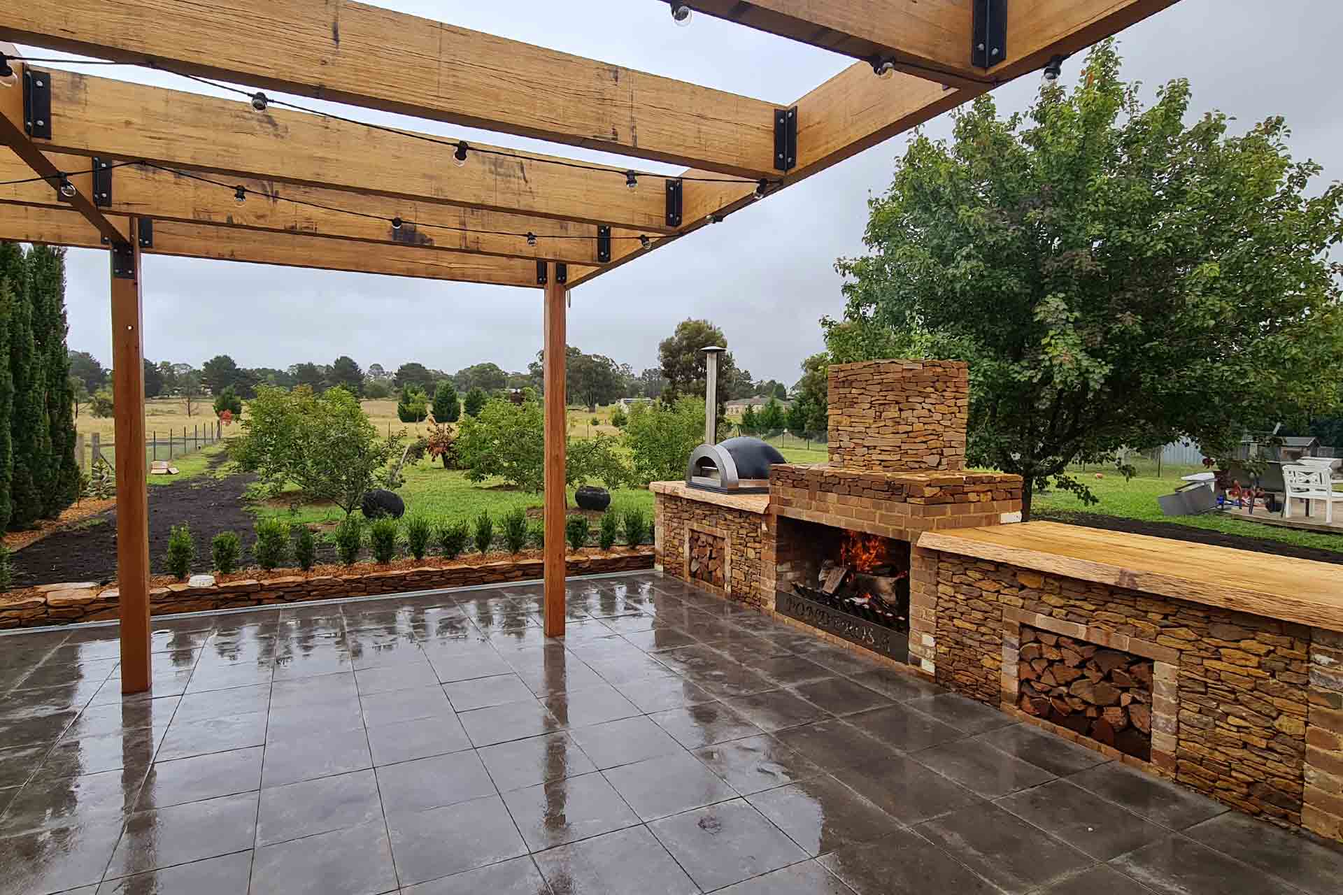 Barbecue and pergola