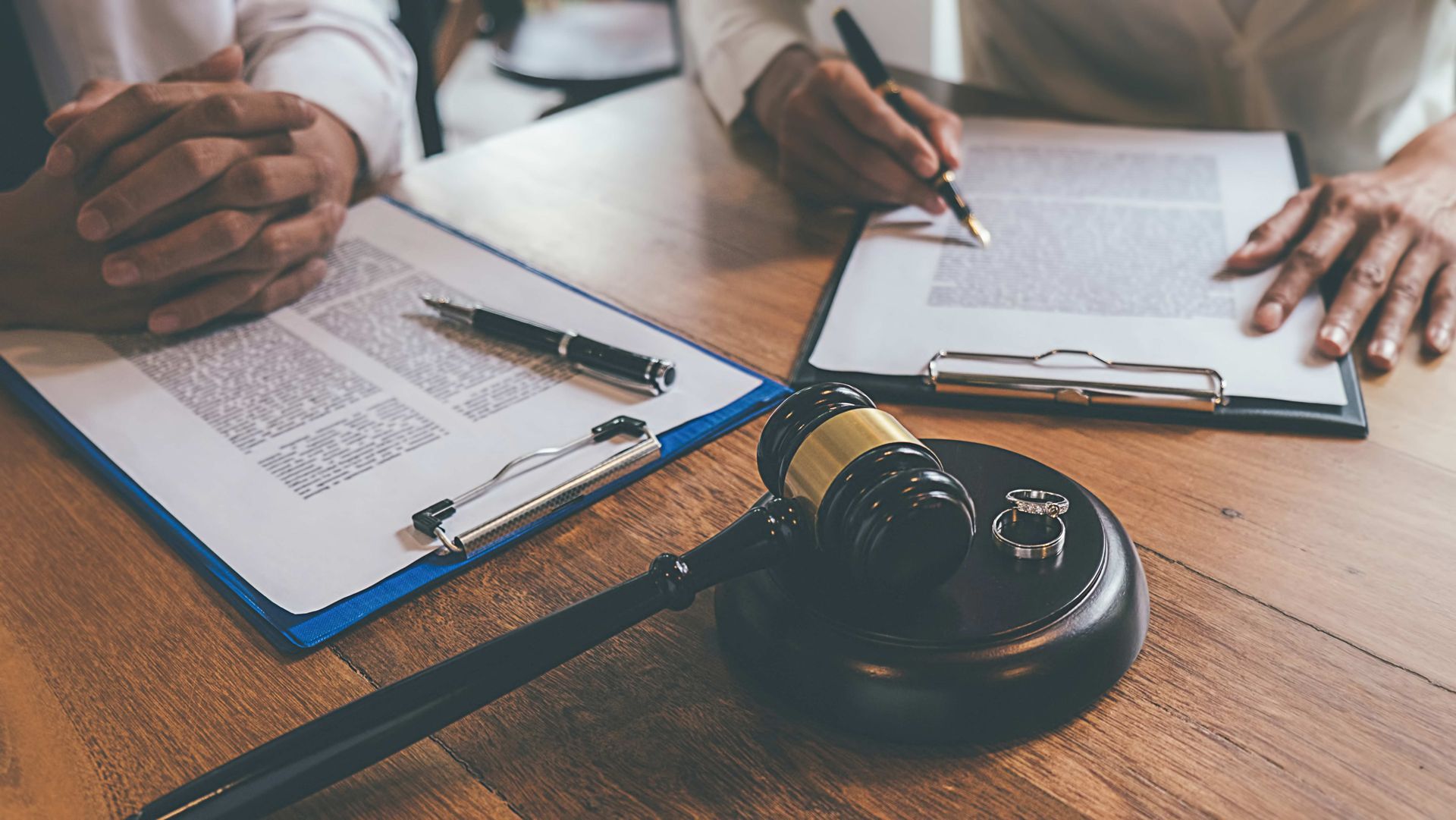 Judge gavel with Justice lawyers deciding.