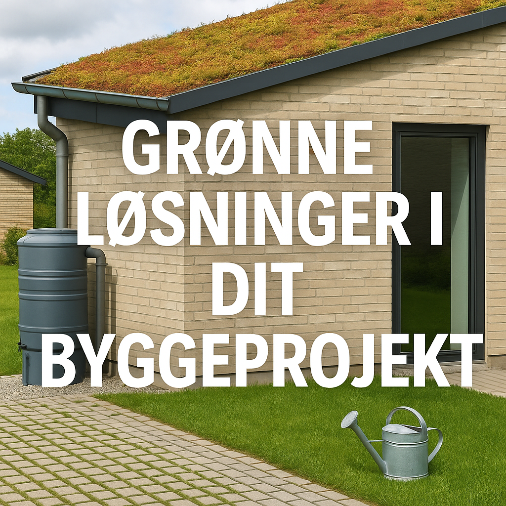 Grønt byggeri med regnvandsopsamling, grønt tag og permeable belægninger som bæredygtige løsninger