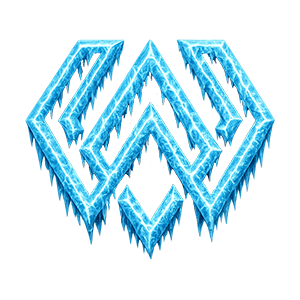 Blue crystalline geometric logo resembling an angular bird or shield