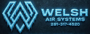 Blue &ldquo;Welsh Air Systems&rdquo; logo with phone number 281-317-4520