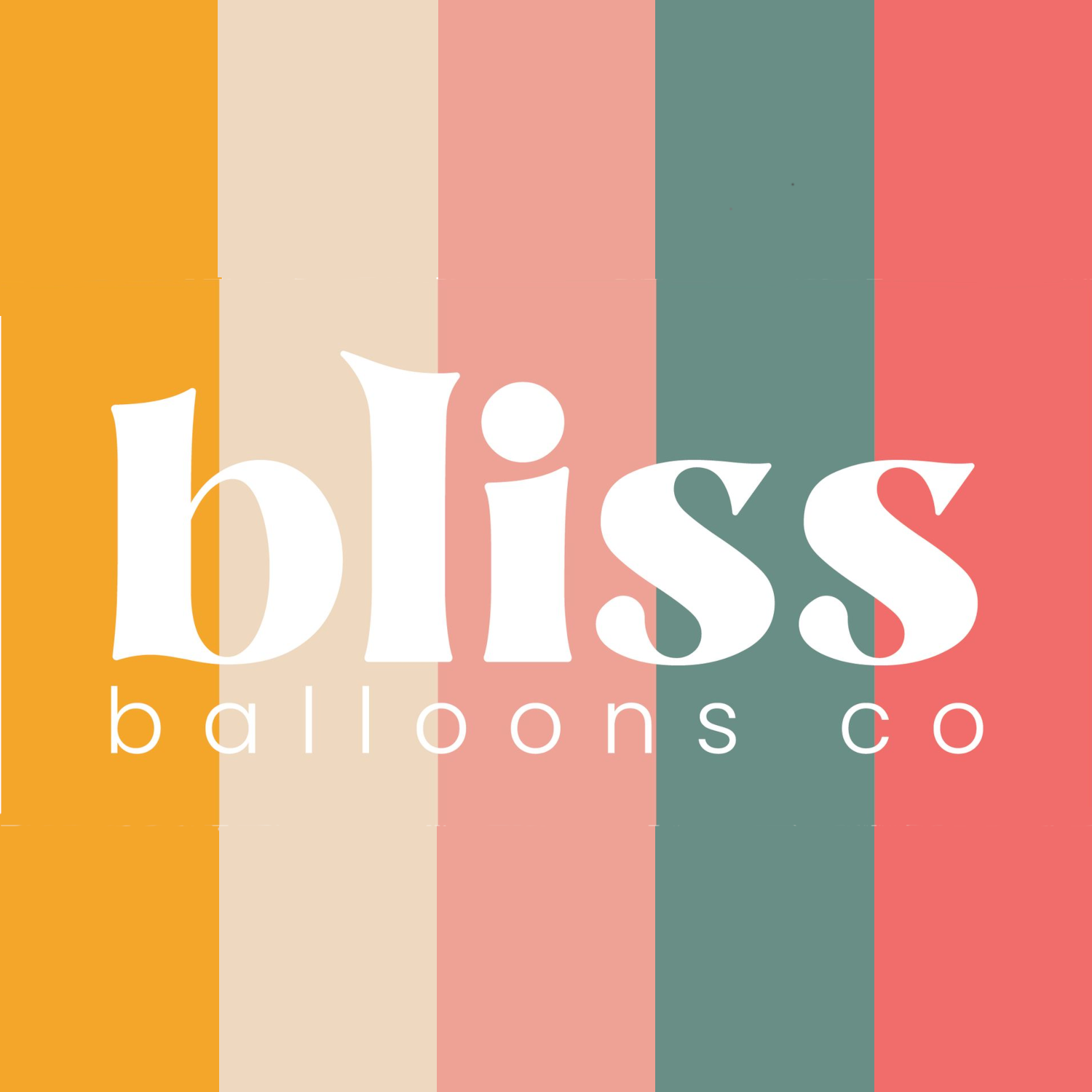 A colorful logo for Bliss Balloons Co.
