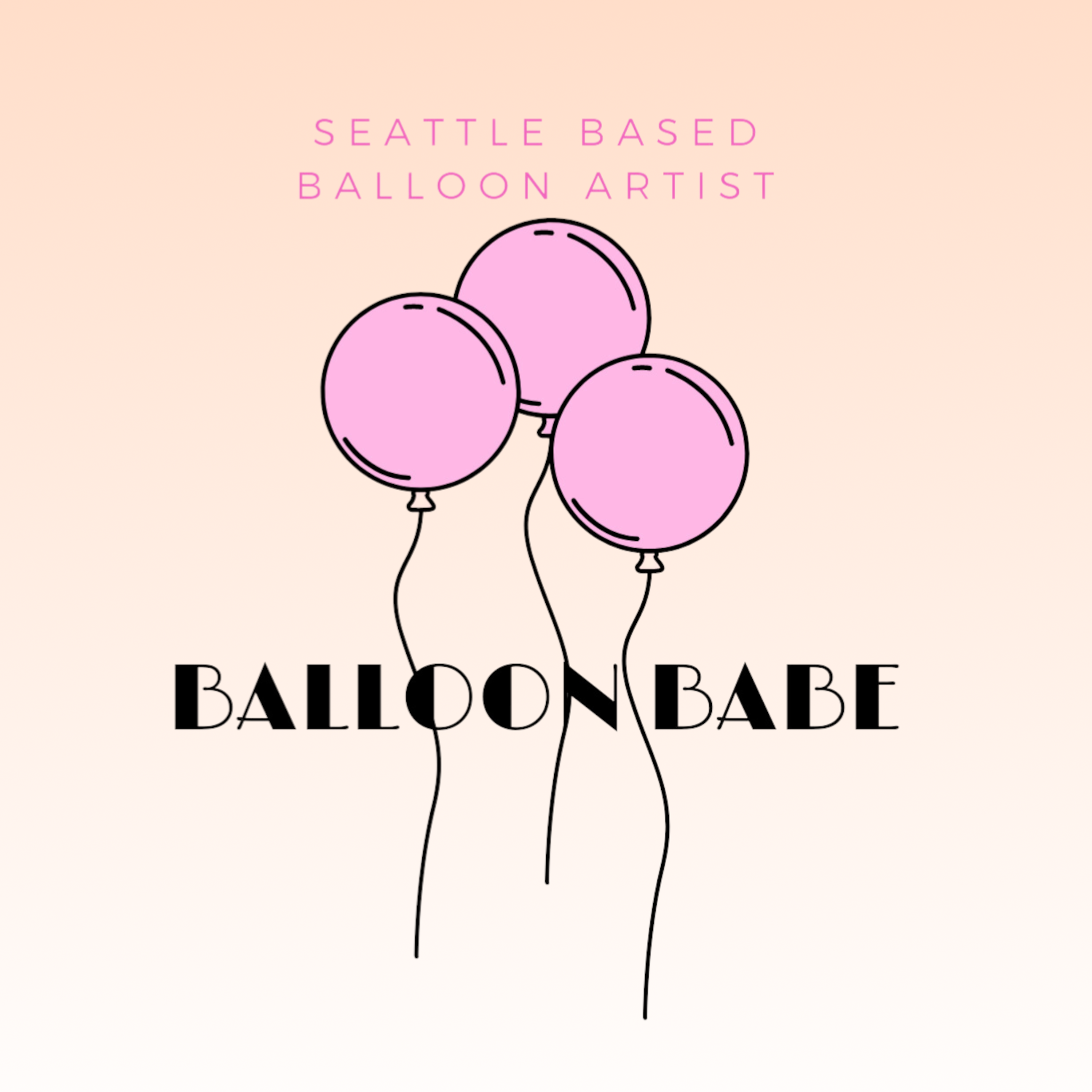 A logo for Seattle Balloon Artist that says Balloon Babe.
