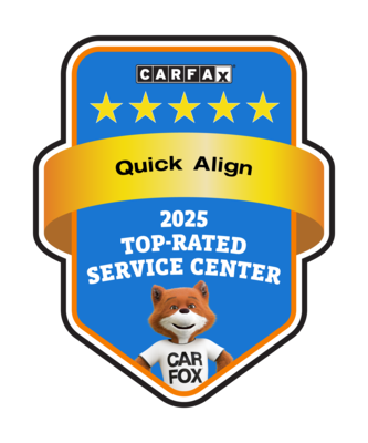 CARFAX Quick Align 2025 Top-Rated Service Center badge with CAR FOX mascot