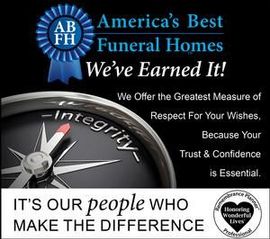 America’s Best Funeral Homes ad with compass, “We’ve Earned It!” and “It’s our people who make the difference.”