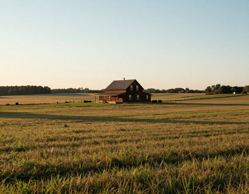 A house with open pasture behind it