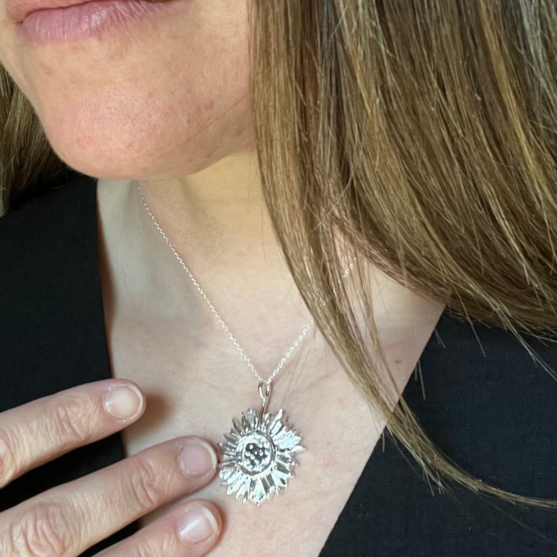 Journey Sunflower Pendant Wild Sunlower Silver